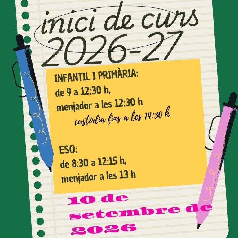 Informació per al curs 2026-2027, CLICAU DAMUNT CADA IMATGE PER OBTENIR LA INFORMACIÓ!!